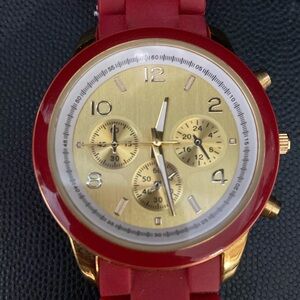 No Brand Red Silicone band watch with Stop watch option